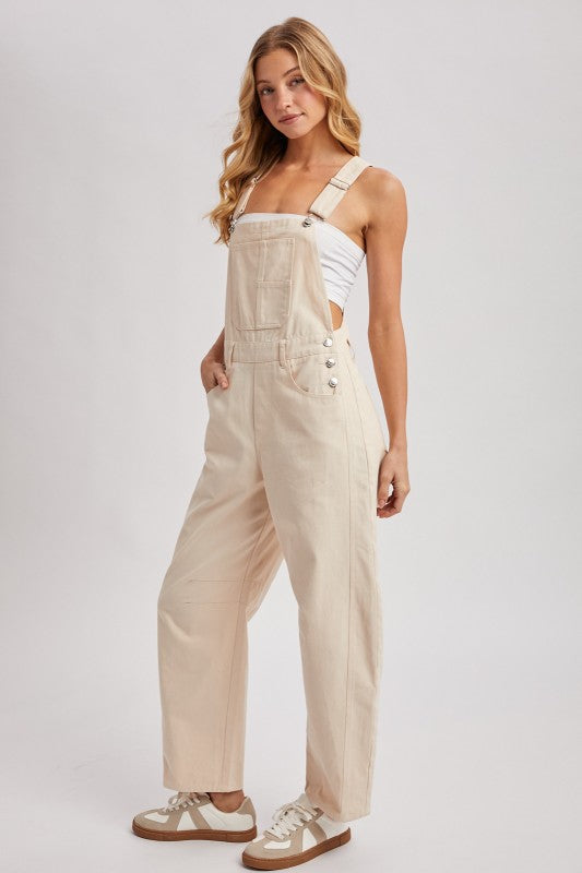 cream barrel overalls
