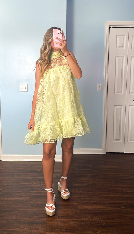 golden lace mini dress