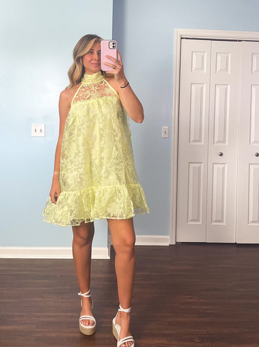 golden lace mini dress