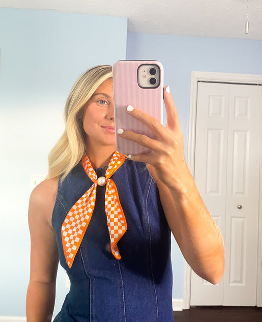 gameday checkered scarf necklace