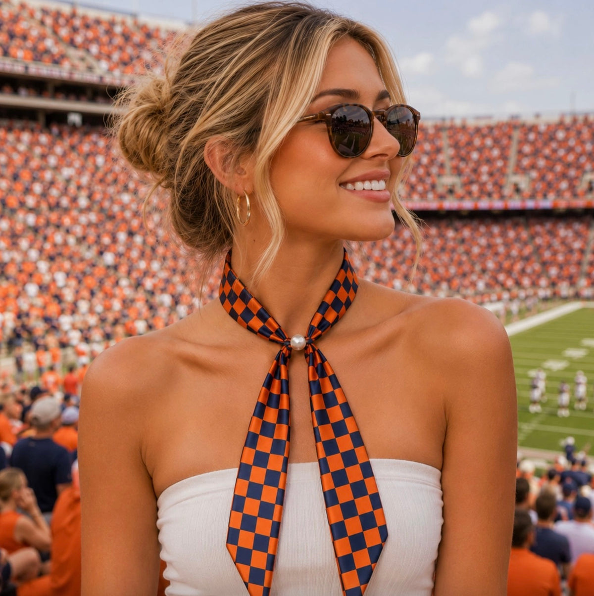 gameday checkered scarf necklace
